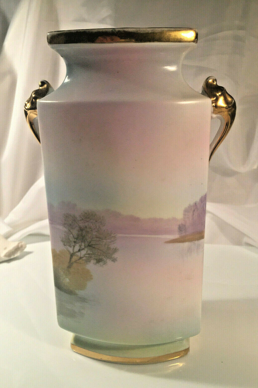 オールドノリタケ 風景画手描き金彩付き花瓶 – アンティークテーブルウェア