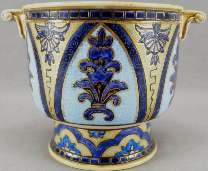 Nippon Morimura Purple Cobalt Blue Bright Blue Green & Gold Floral Arch Planter