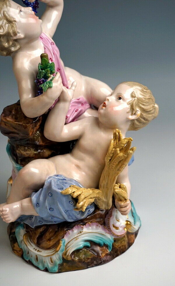 4 邁森 MEISSEN マイセン FIGUR GRUPPEN ALLEGORIE FRÜHLING SOMMER HERBST WINTER UM 1860