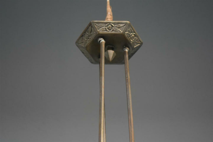 Lustre à tulipes années 1930 Art déco verre moulé Muller Frères