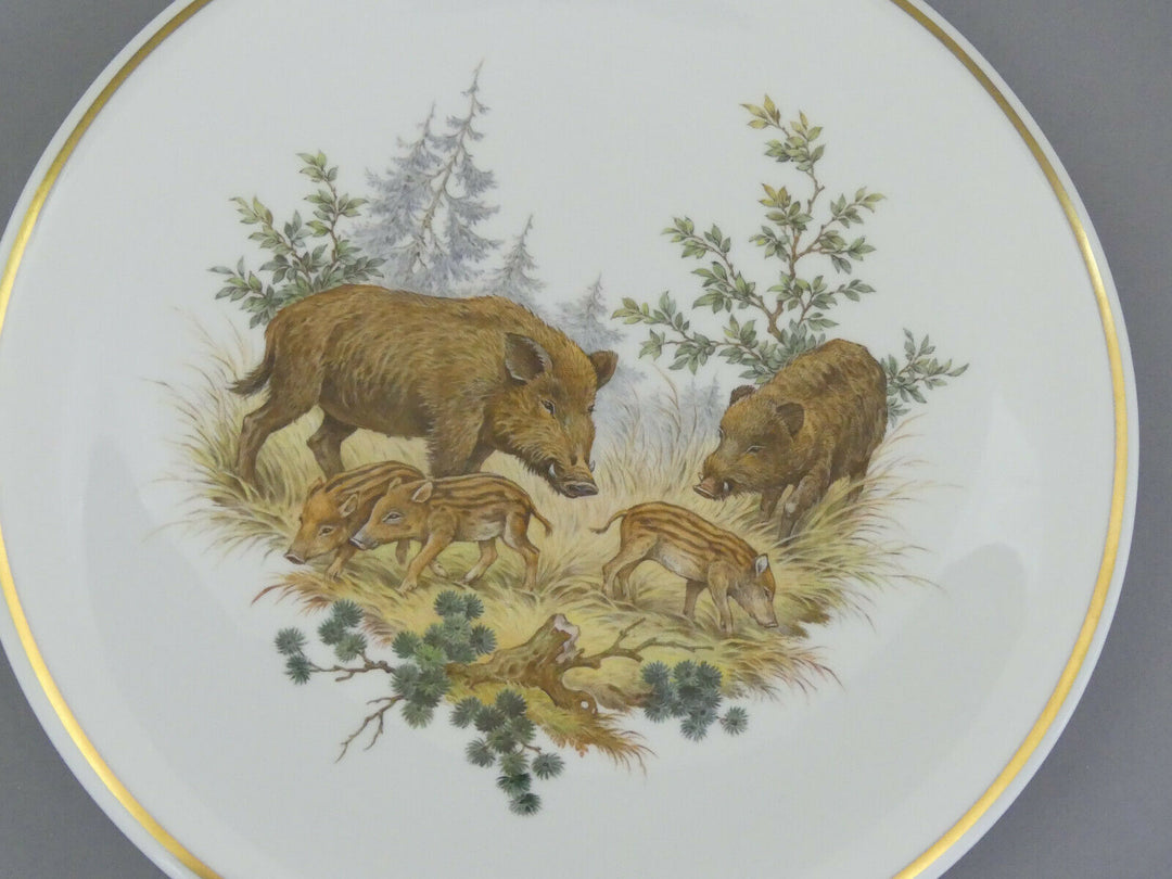 ⚔ Meissen Wandschale ø31 Wildschweinfamilie Keiler Bache + 3 Frischlinge 1.Wahl