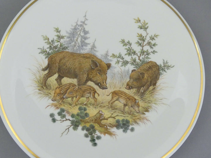⚔ Meissen Wandschale ø31 Wildschweinfamilie Keiler Bache + 3 Frischlinge 1.Wahl