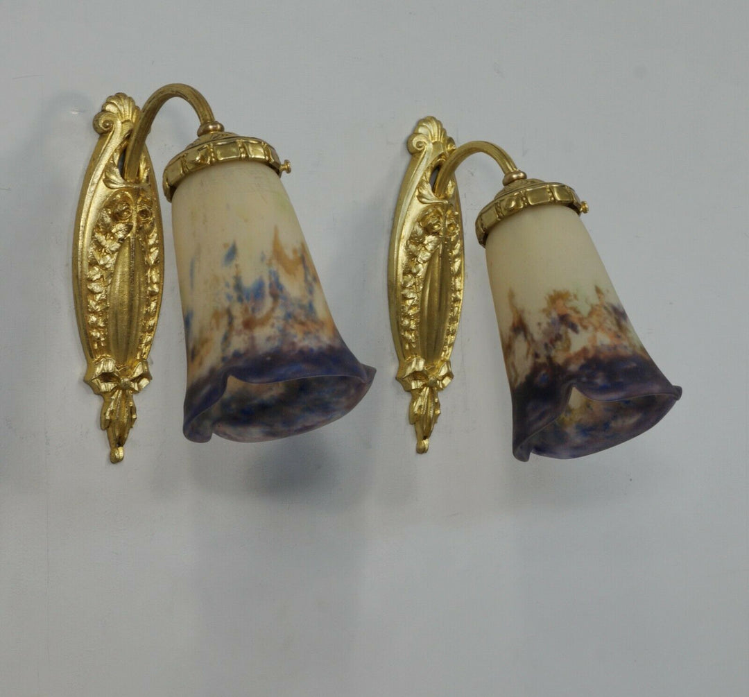 MULLER & CHERRIER et BESNUS : a pair of French 1930 art deco wall sconces France