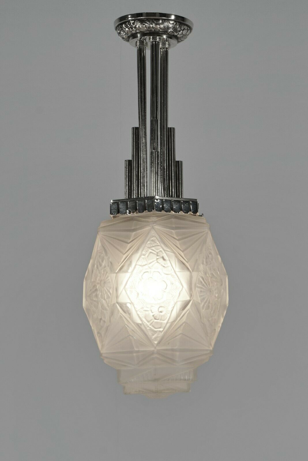 GAUTHIER EJG : 1930 FRENCH ART DECO LANTERN ...... lamp pendant France degué era