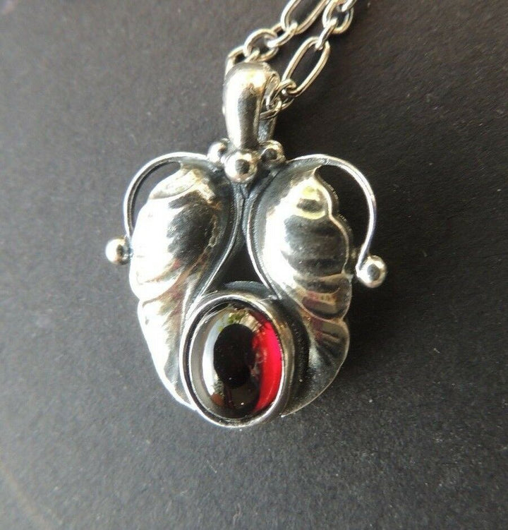 Silver PENDANT By Georg Jensen 1994 With Garnet