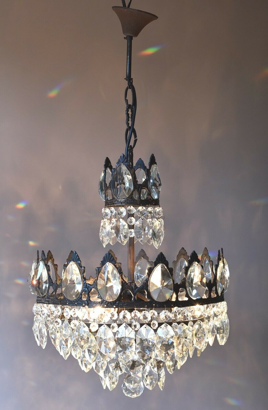 French Empire Vintage Crystal Chandelier, Antique Lighting, lamp, Home Light