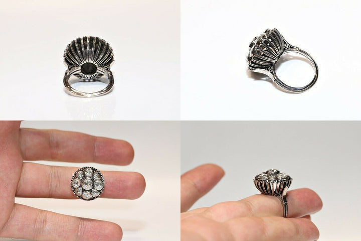 ヴィンテージ ヴィクトリアンスタイル 14K ナチュラルローズカットダイヤモンドのリング