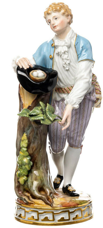マイセン人形 鳥の巣を抱える少年　ヨハン・カール作　一級品
