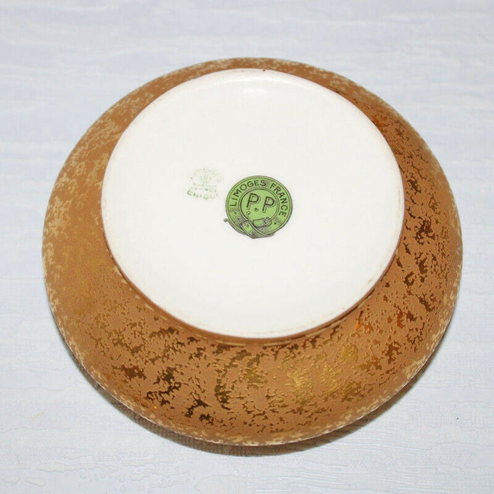Antique French Limoges Porcelain Jewelry Box Gilded Bird France Handmade