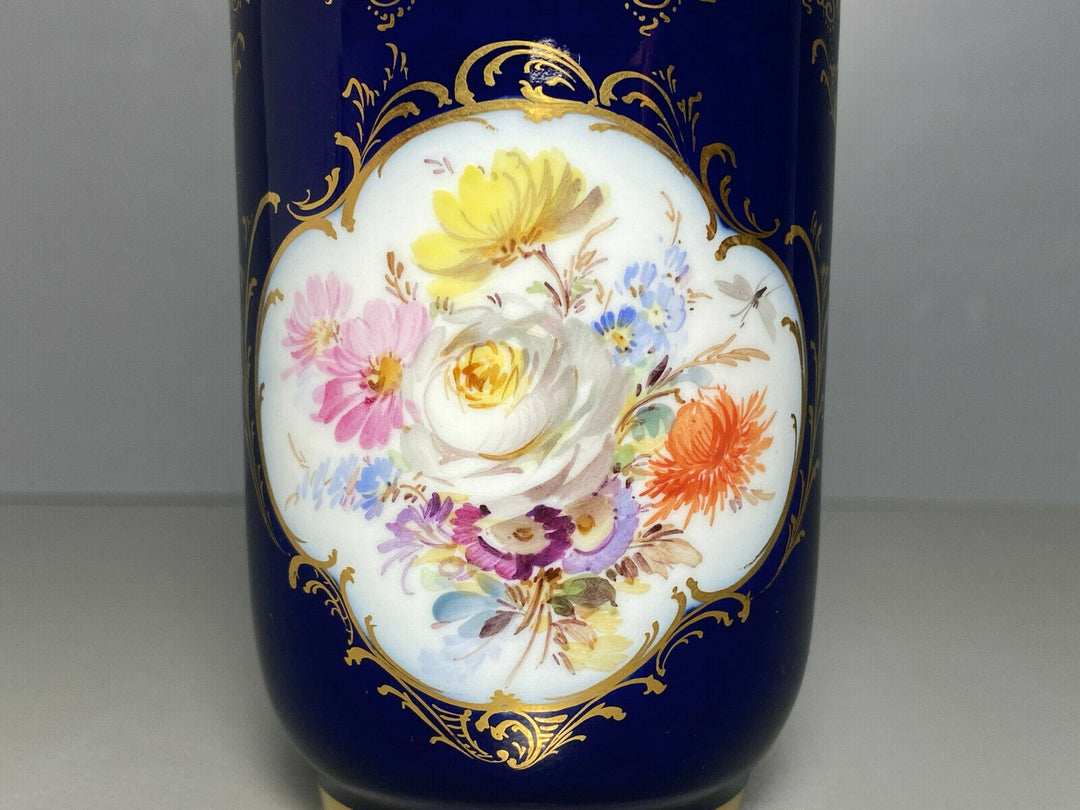 MEISSEN GEDECK BECHER UT KOBALTBLAU WATTEAUMALEREI BLUMEN GOLD 1.WAHL BESTOSSEN