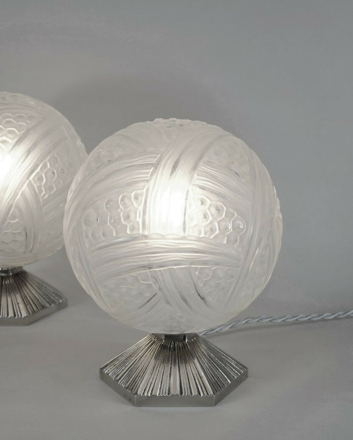 エティエ・ヴァンソン　ペアのフランス製アールデコランプ　1930年