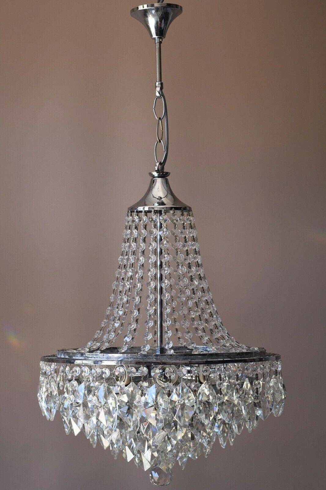 Empire Vintage Crystal Chandelier, Silver Antique Lighting French Big Light lamp