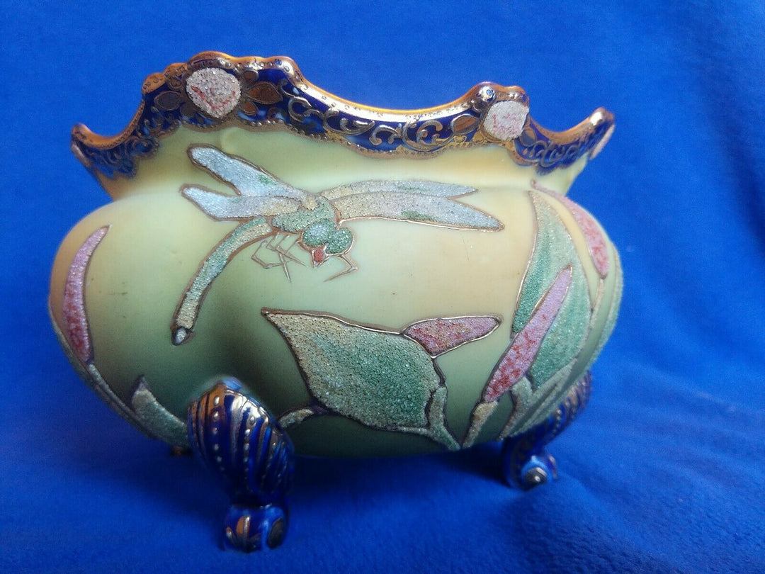 Rare Nippon Cobalt Coralene Ferner. Dragonfly