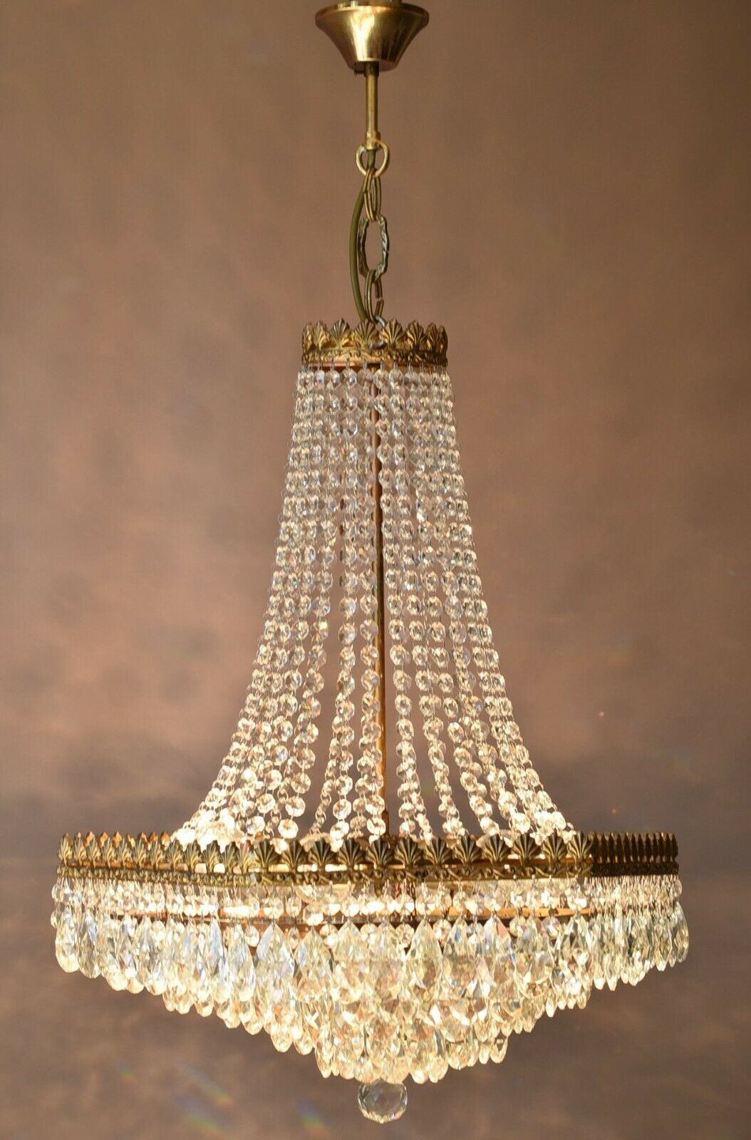 Rare Vintage Lighting French Empire Crystal Chandelier Antique Old Lamp Pendant