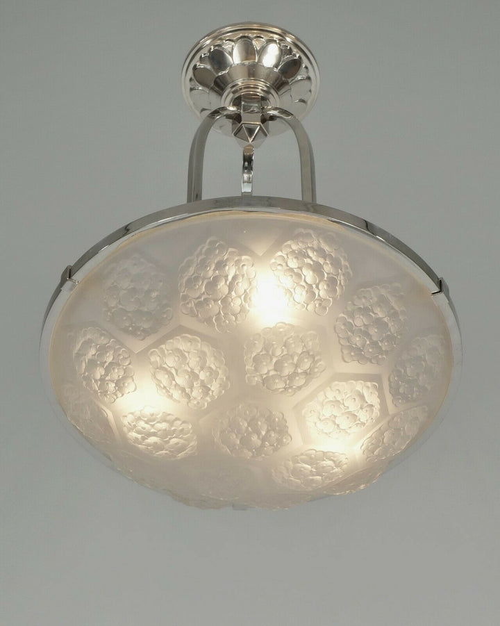 ETLING : FRENCH 1930 ART DECO CHANDELIER .......... pendant modernist lamp 1935