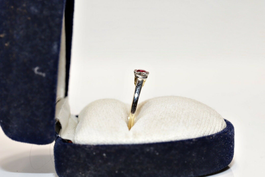 アンティーク ヴィクトリアン 14K ナチュラルダイヤモンドとルビーのリング