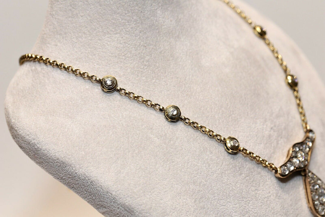 アンティーク ヴィクトリアン 18K 涙のモチーフ ナチュラルダイヤモンドのネックレス