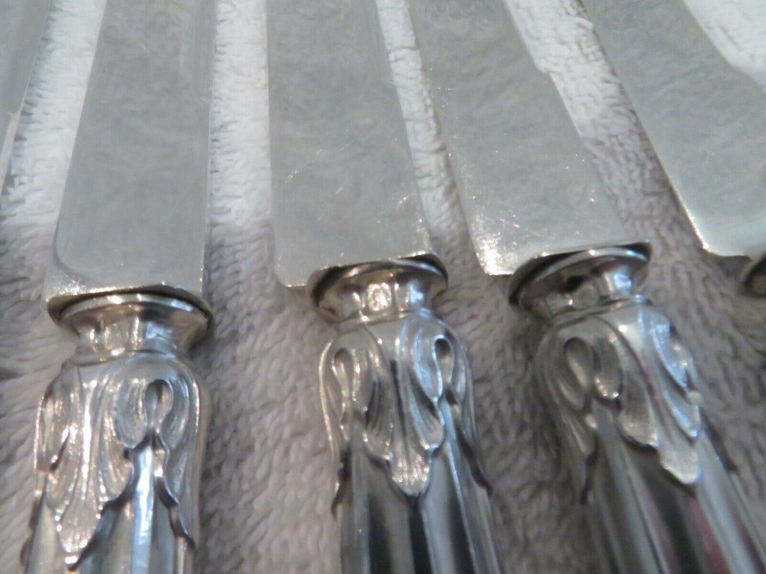 Gorgeous & rare french 950 silver 6 fruit knives Louis XVI st Russian Puiforcat