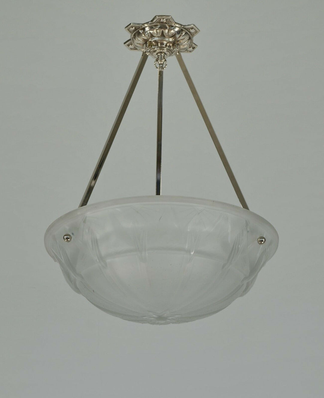 MULLER FRERES : FRENCH 1930 ART DECO PENDANT CHANDELIER ... lamp bronze lustre