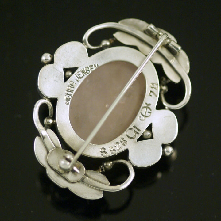 Georg Jensen. Silver Brooch #78 - Rose Quartz, Labradorite and Pearls-1904-08