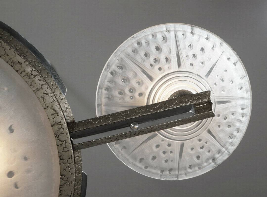 MULLER FRERES : signed FRENCH 1930 ART DECO CHANDELIER ............ lustre lamp