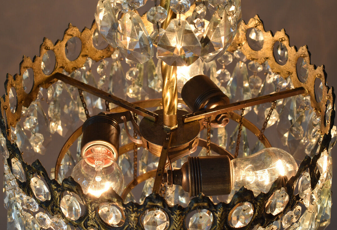 French Empire Antique / Vintage Crystal Chandelier, Home İnterior Lamp Pendant