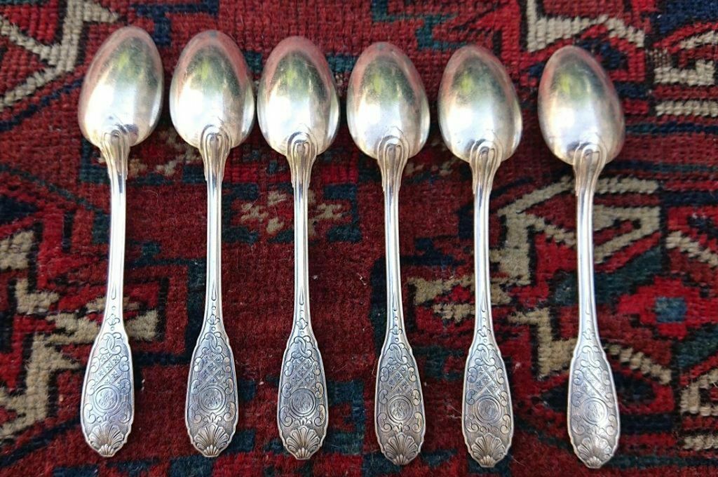 CHRISTOFLE CARDEILHAC STERLING SILVER COFFEE SPOONS SET OF SIX