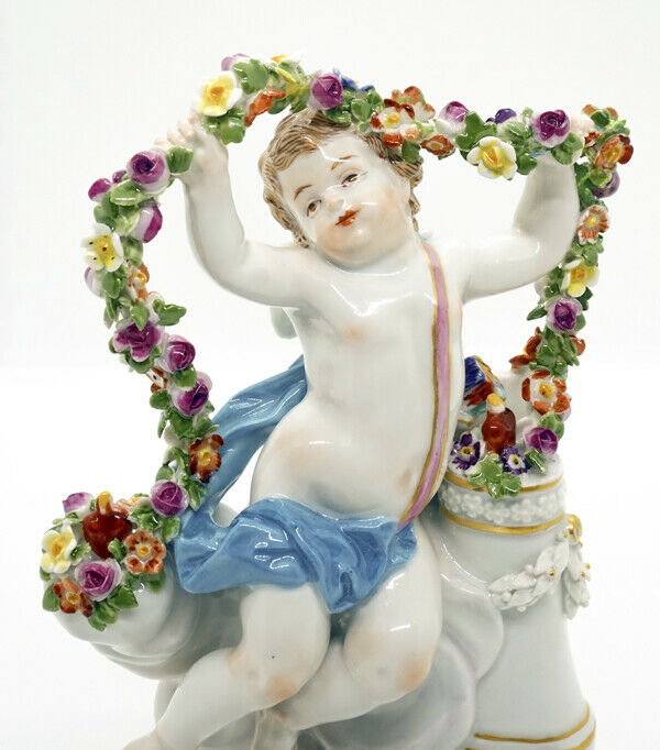 マイセン人形(MEISSEN)モットーチャイルド（格言の天使）シリーズ  "je les ramêne 「ハートを取り戻すキューピッド」