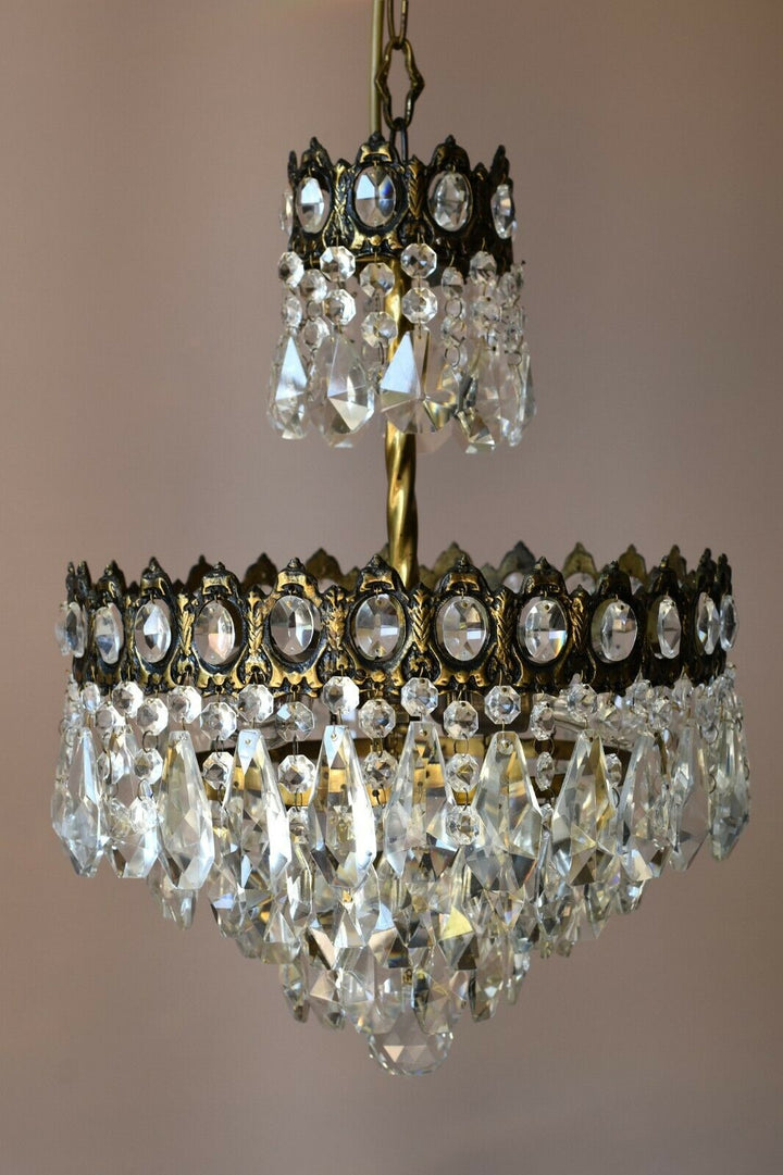 French Empire Antique / Vintage Crystal Chandelier, Home İnterior Lamp Pendant
