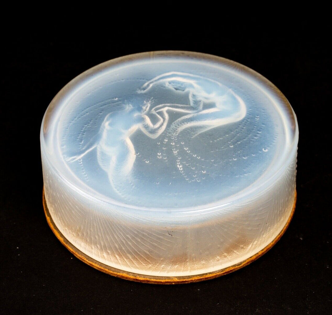 Boite Deux Sirènes Verre Opalescent René Lalique Mermaids Box Jar R.Lalique