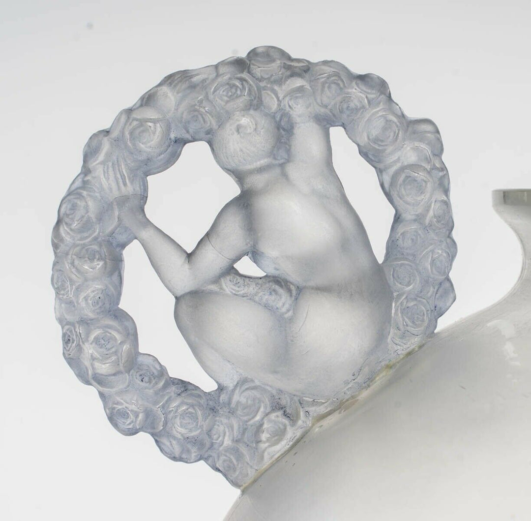 Vase Ronsard Patiné Bleu René Lalique R.Lalique Handled Blue Stained Glass