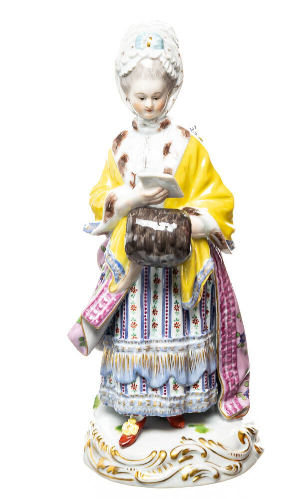 古マイセン／アシエ1768年『花摘みの女』大型フィギュリン美品1級品ボタン剣 古マイセン／アシエ1768年『花摘みの女』大型フィギュリン美品1級