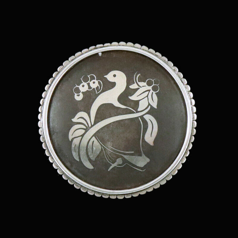 Georg Jensen. Iron & Silver Brooch #5014 - Harald Nielsen. 1940s
