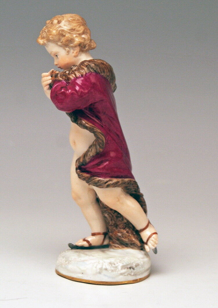 MEISSEN マイセン FIGUR PUTTO ALLEGORIE DES WINTERS CHERUB WINTER MNR:A71 UM 1860