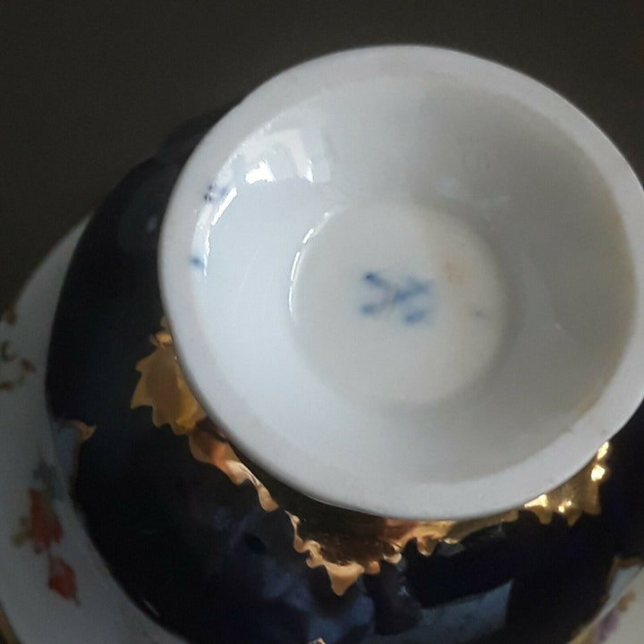 マイセン　モカセット　Bフォーム　コバルトブルー