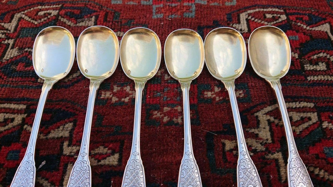 CHRISTOFLE CARDEILHAC STERLING SILVER ICE CREAM SPOONS SET OF SIX