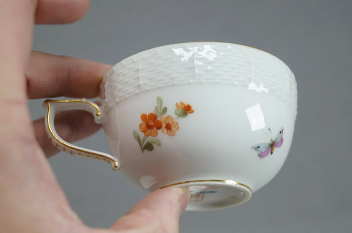 KPM Berlin Hand Painted Dresden Floral Butterfly & Gold Tea Cup & Saucer F