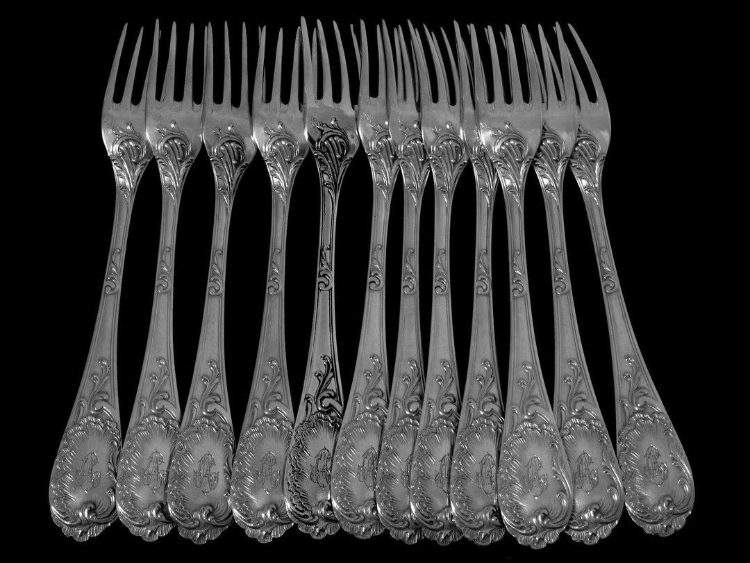 Puiforcat Fabulous French Sterling Silver Flatware Set 60 pc Rococo w/boxes