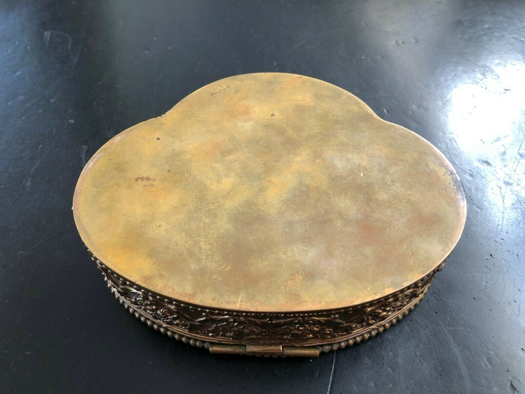 ANTIQUE FRENCH HINGED BRONZE BOX WITH LIMOGE HAND PAINTED ENAMEL