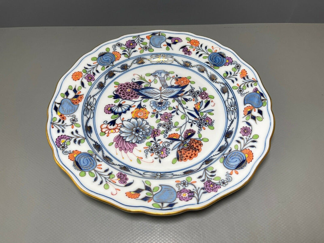 MEISSEN PLATE ONION PATTERN ROYAL COLORFUL BLUE RED GREEN LOT OF GOLD 1.CHOICE D:25,3cm