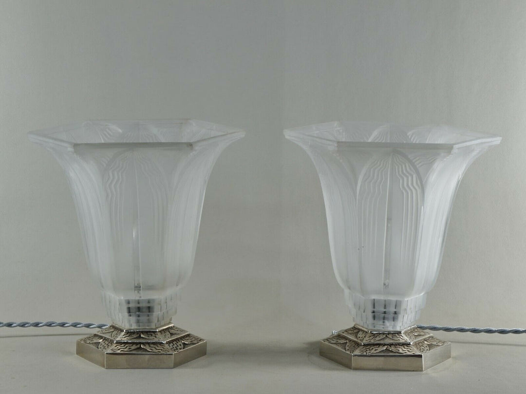 Pierre d'Avesn LORRAIN DAUM : a pair of French 1930 ART DECO lamps ........ lamp