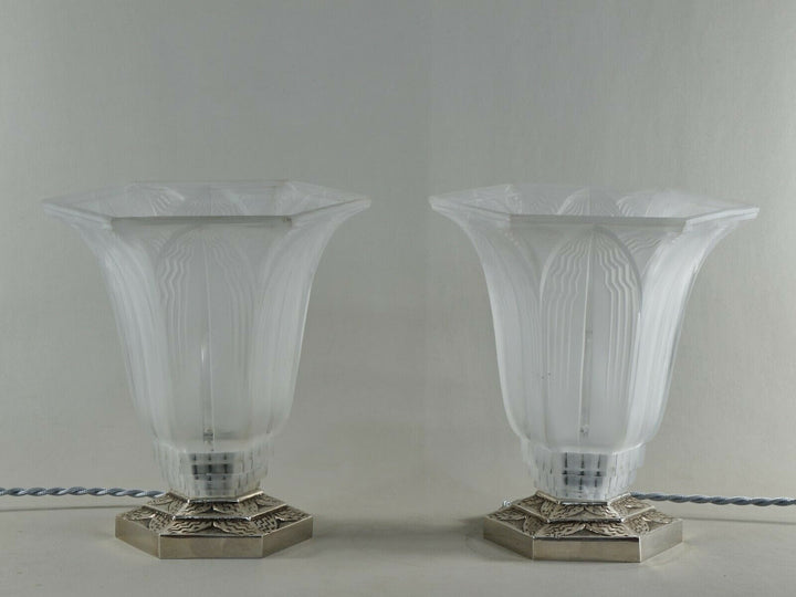 Pierre d'Avesn LORRAIN DAUM : a pair of French 1930 ART DECO lamps ........ lamp