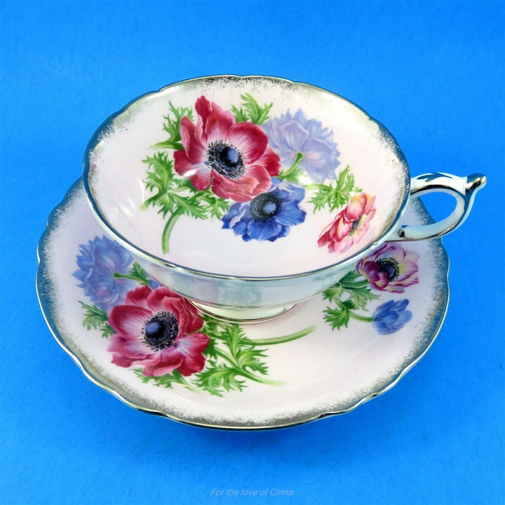 パラゴン　ピンク地に華やかなアネモネ　カップ&ソーサー