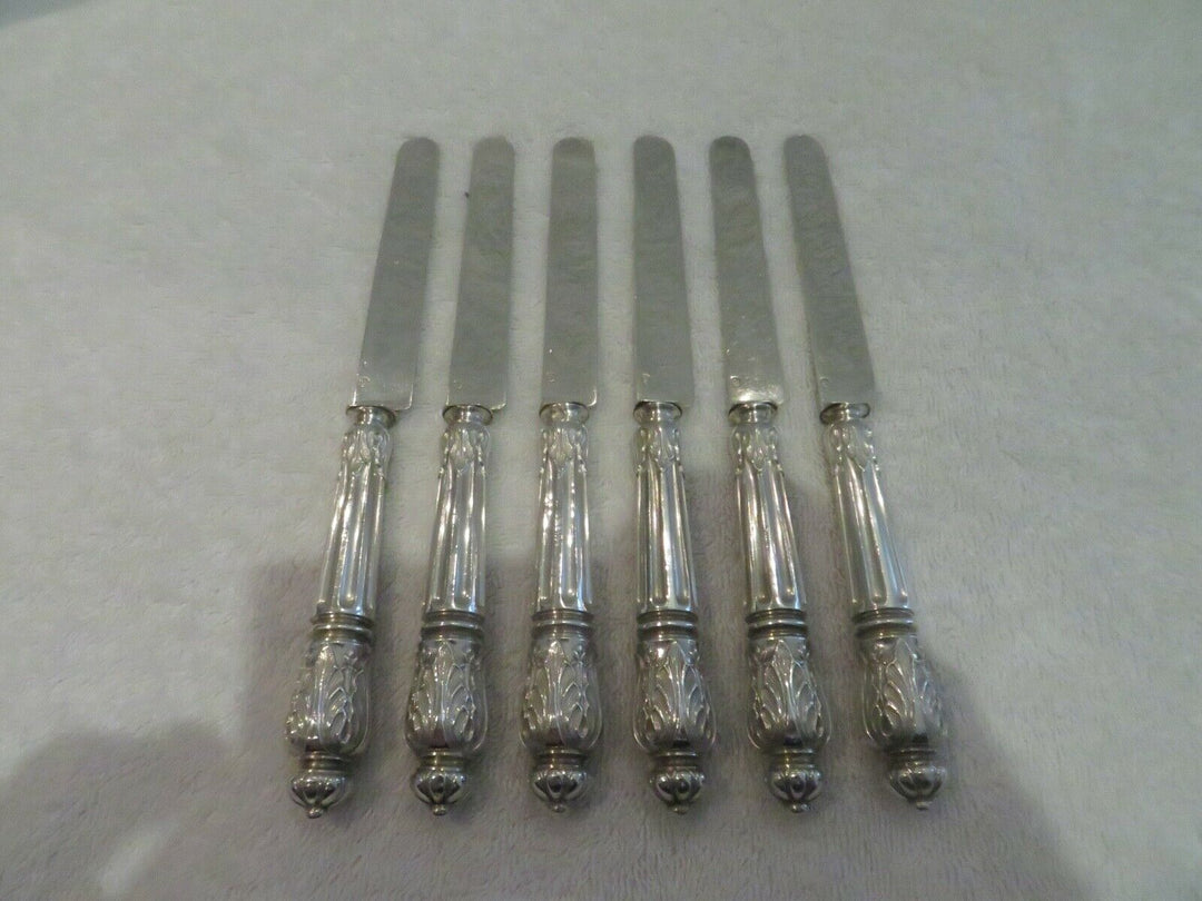 Gorgeous & rare french 950 silver 6 fruit knives Louis XVI st Russian Puiforcat