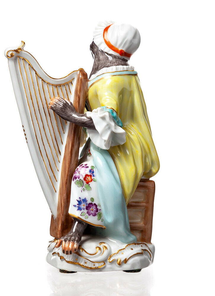 マイセン人形 ハープ弾き J.J.ケンドラー 猿の音楽隊 一級品 60021