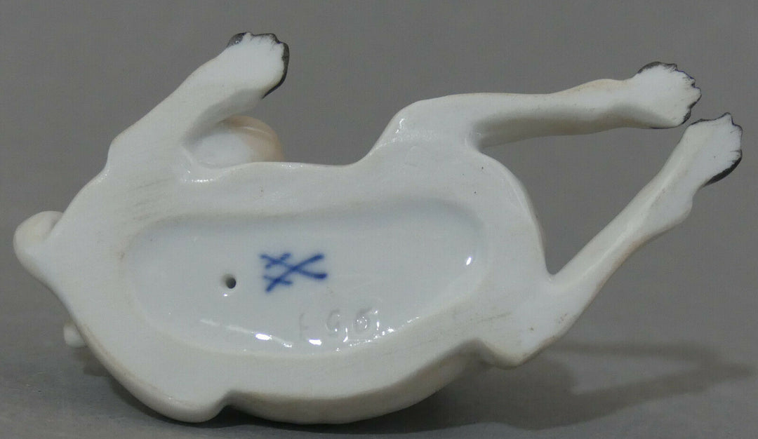 ⚔ Meissen Figur 78627 Mops mit Schellen liegend Kopf nach rechts 1.Wahl L.8,3cm