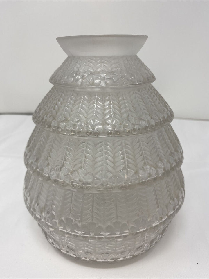 Rene Lalique 7” Ferrieres Vase Frosted Crystal France