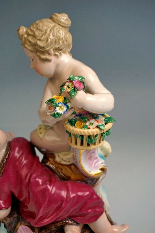 4 邁森 MEISSEN マイセン FIGUR GRUPPEN ALLEGORIE FRÜHLING SOMMER HERBST WINTER UM 1860