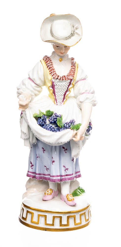マイセン フィギュア 葡萄を摘む少女 マイセン フィギュリン 葡萄を運ぶ女性 – アンティークテーブル