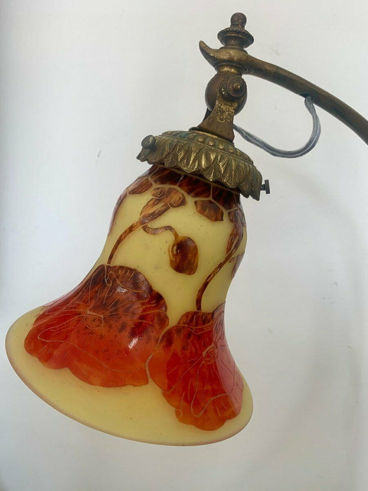 ル・ヴェール・フランセ（シュナイダー兄弟）アンティークテーブルランプ　ポピーの花